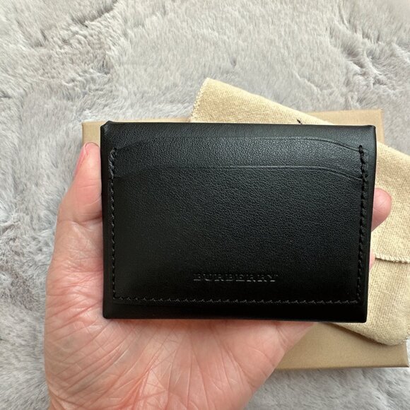 Authentic Burberry Black Smooth Leather Claxton Coin Case - Picture 3 of 12